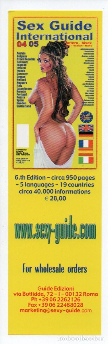 Coleccionismo Marcap&aacute;ginas: MARCAPAGINAS, SEX GUIDE INTERNATIONAL.