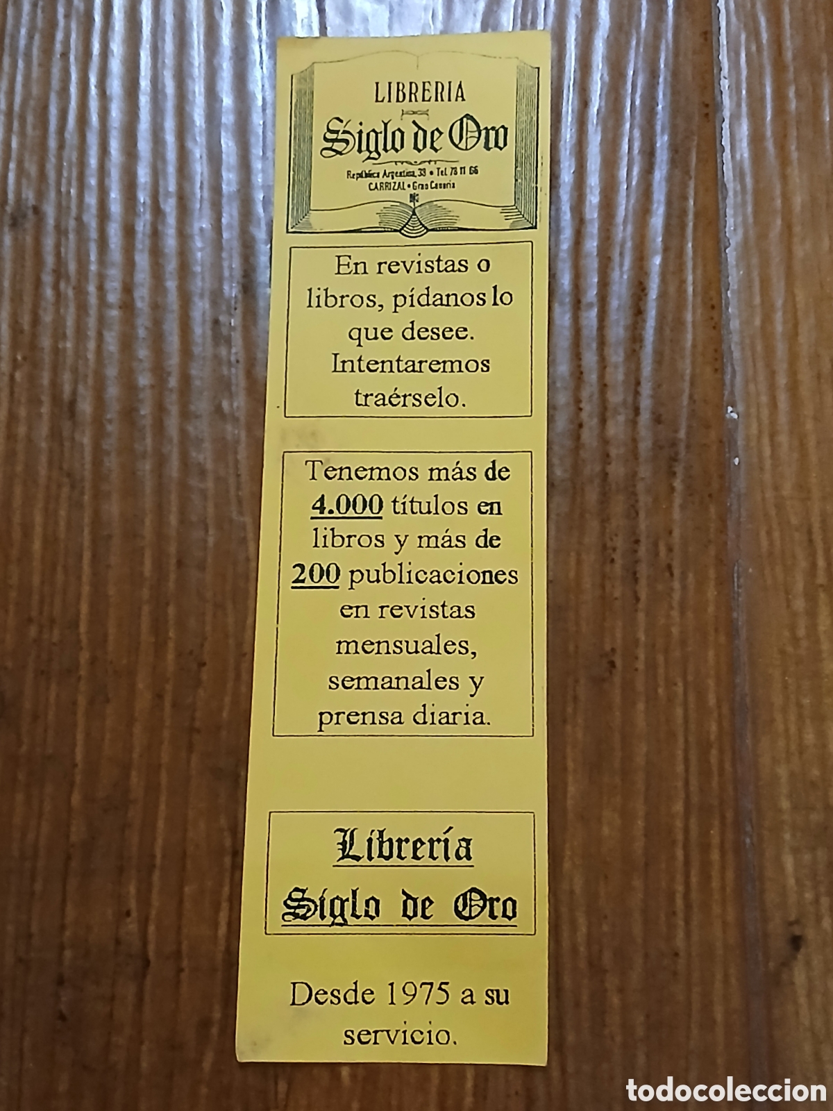 Coleccionismo marcap&aacute;ginas: Marcapaginas Librer&iacute;a Siglo de Oro - Foto 1