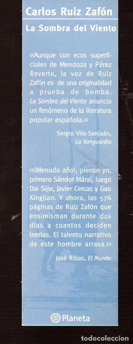 Coleccionismo marcap&aacute;ginas: MARCAP&Aacute;GINAS DE EDICIONES PLANETA T&Iacute;TULO LA SOMBRA DEL VIENTO - Foto 2