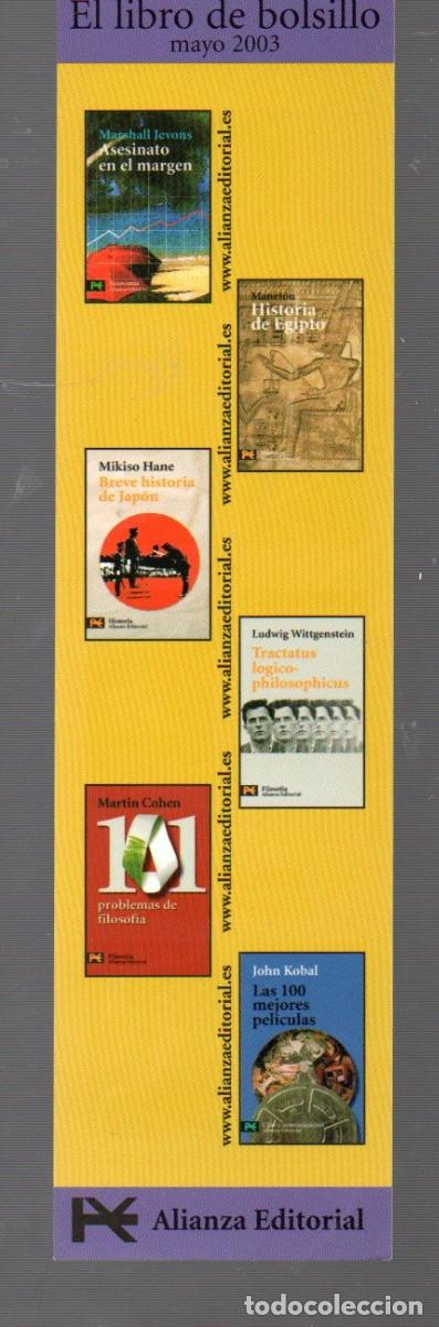 Coleccionismo marcap&aacute;ginas: MARCAP&Aacute;GINAS EDICI&Oacute;N DE ALIANZA EL LIBRO DE BOLSILLO DE MAYO 2003 - Foto 2