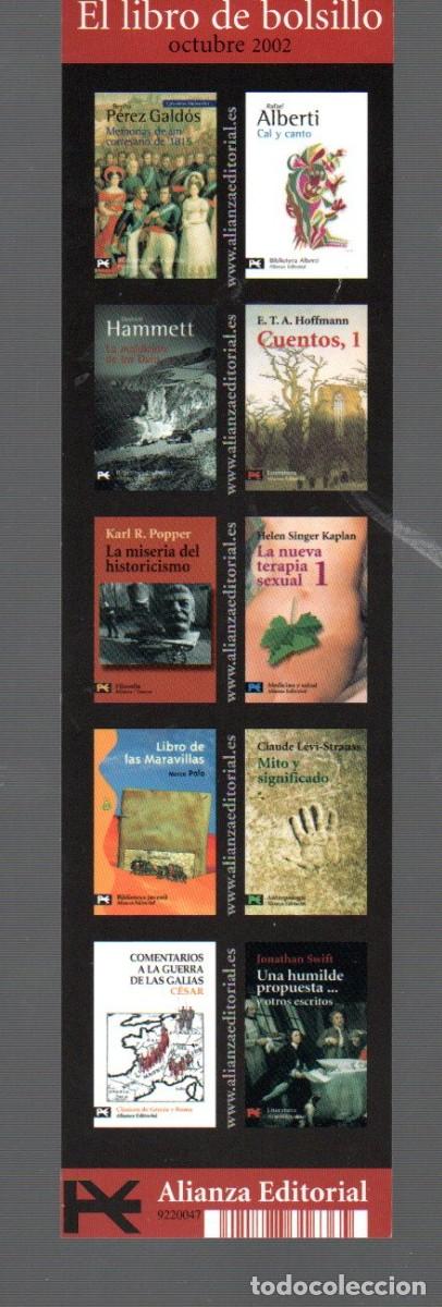 Coleccionismo marcap&aacute;ginas: MARCAP&Aacute;GINAS EDICI&Oacute;N DE ALIANZA EL LIBRO DE BOLSILLO DE OTO&Ntilde;O 2002 - Foto 1