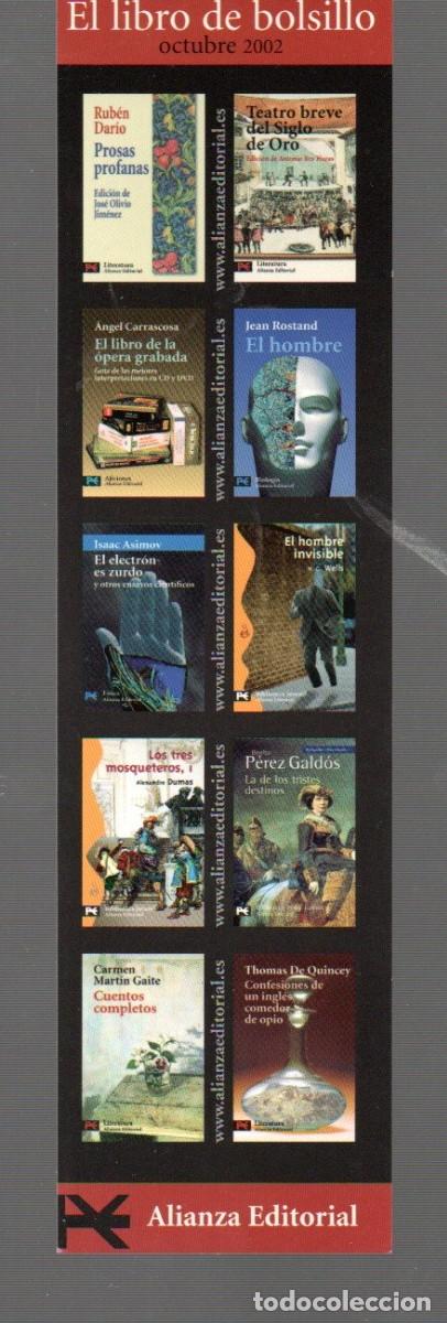 Coleccionismo marcap&aacute;ginas: MARCAP&Aacute;GINAS EDICI&Oacute;N DE ALIANZA EL LIBRO DE BOLSILLO DE OTO&Ntilde;O 2002 - Foto 2