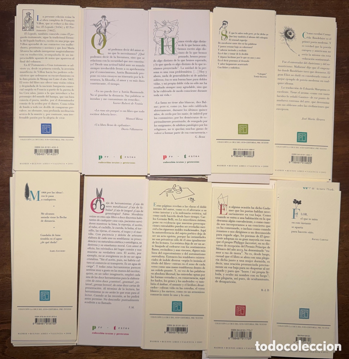 Coleccionismo marcap&aacute;ginas: Colecci&oacute;n de marcap&aacute;ginas de la editorial Pre-Textos - Foto 1