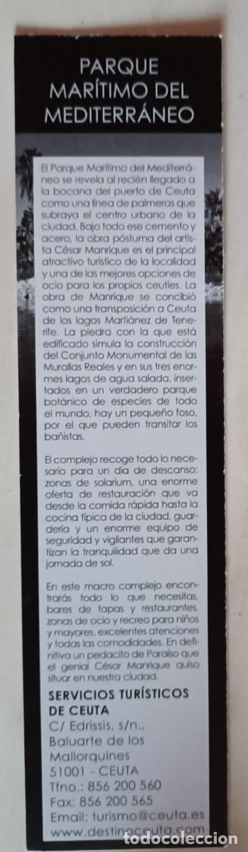 Coleccionismo marcap&aacute;ginas: Marcap&aacute;ginas CEUTA PARQUE MARITIMO - Foto 2