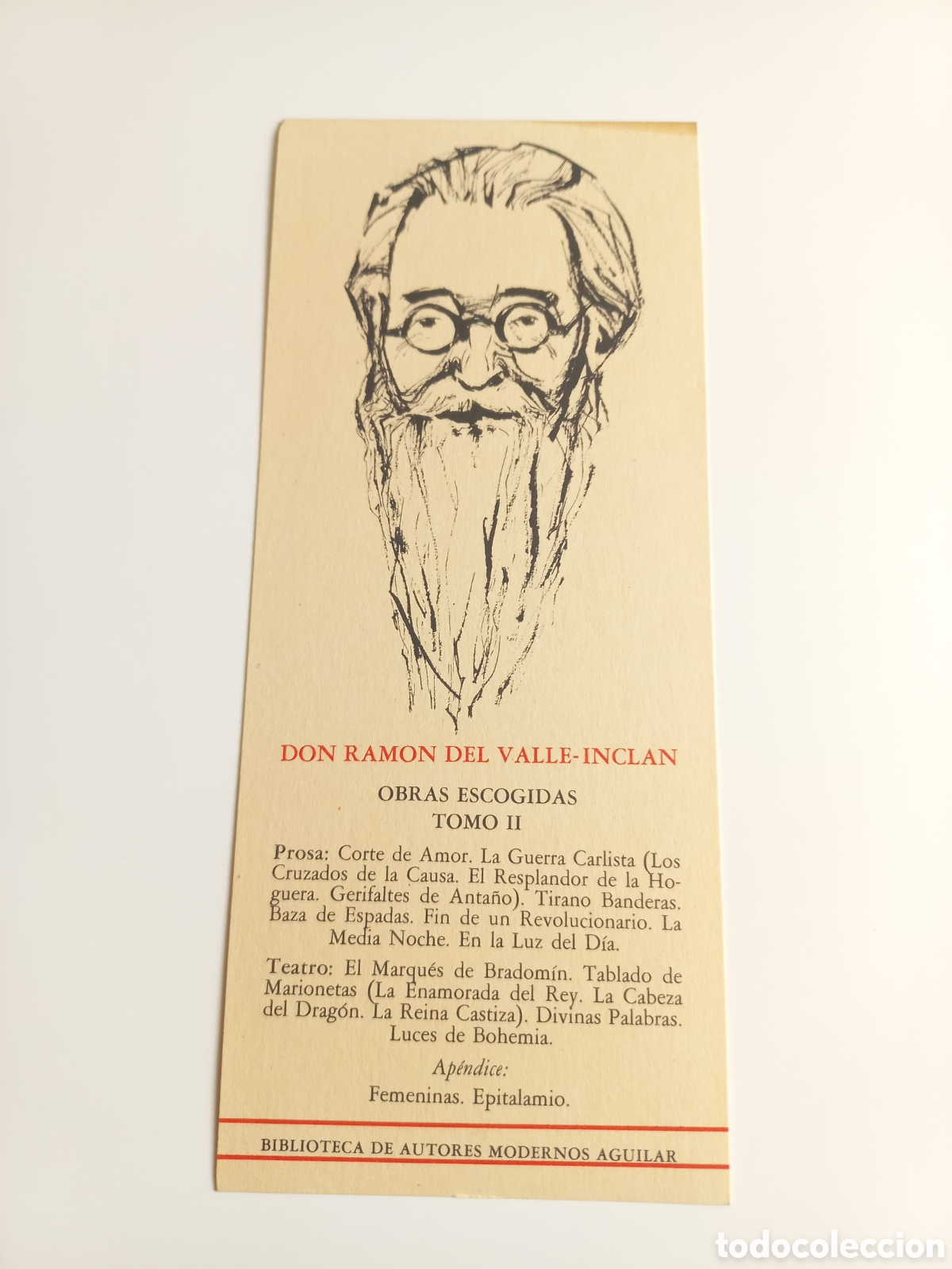 Coleccionismo Marcap&aacute;ginas: Obras Escogidas II Ramon del Valle-Inclan. Aguilar, Autores Modernos. Bibliofilia.