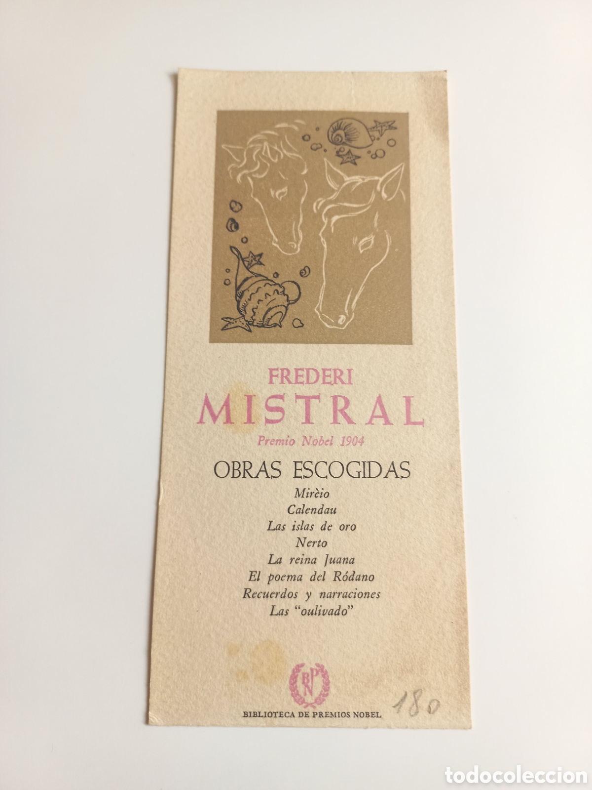 Coleccionismo Marcap&aacute;ginas: Marcap&aacute;ginas Obras Escogidas Frederi Mistral. Aguilar Colecci&oacute;n Premios Nobel.