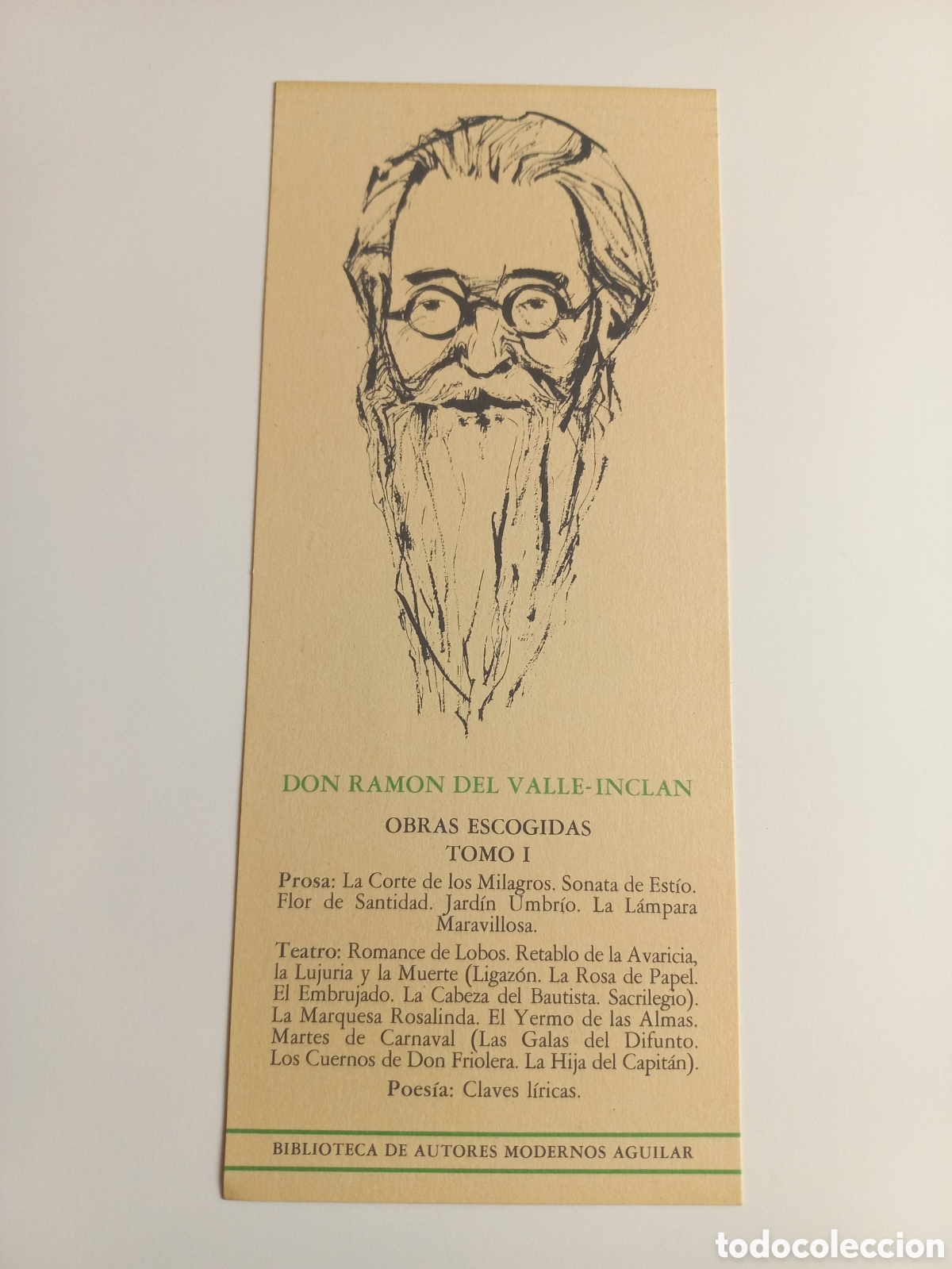 Coleccionismo Marcap&aacute;ginas: Marcap&aacute;ginas Obras Escogidas I Ram&oacute;n del Valle-Incl&aacute;n. Aguilar, Biblioteca Autores Modernos.
