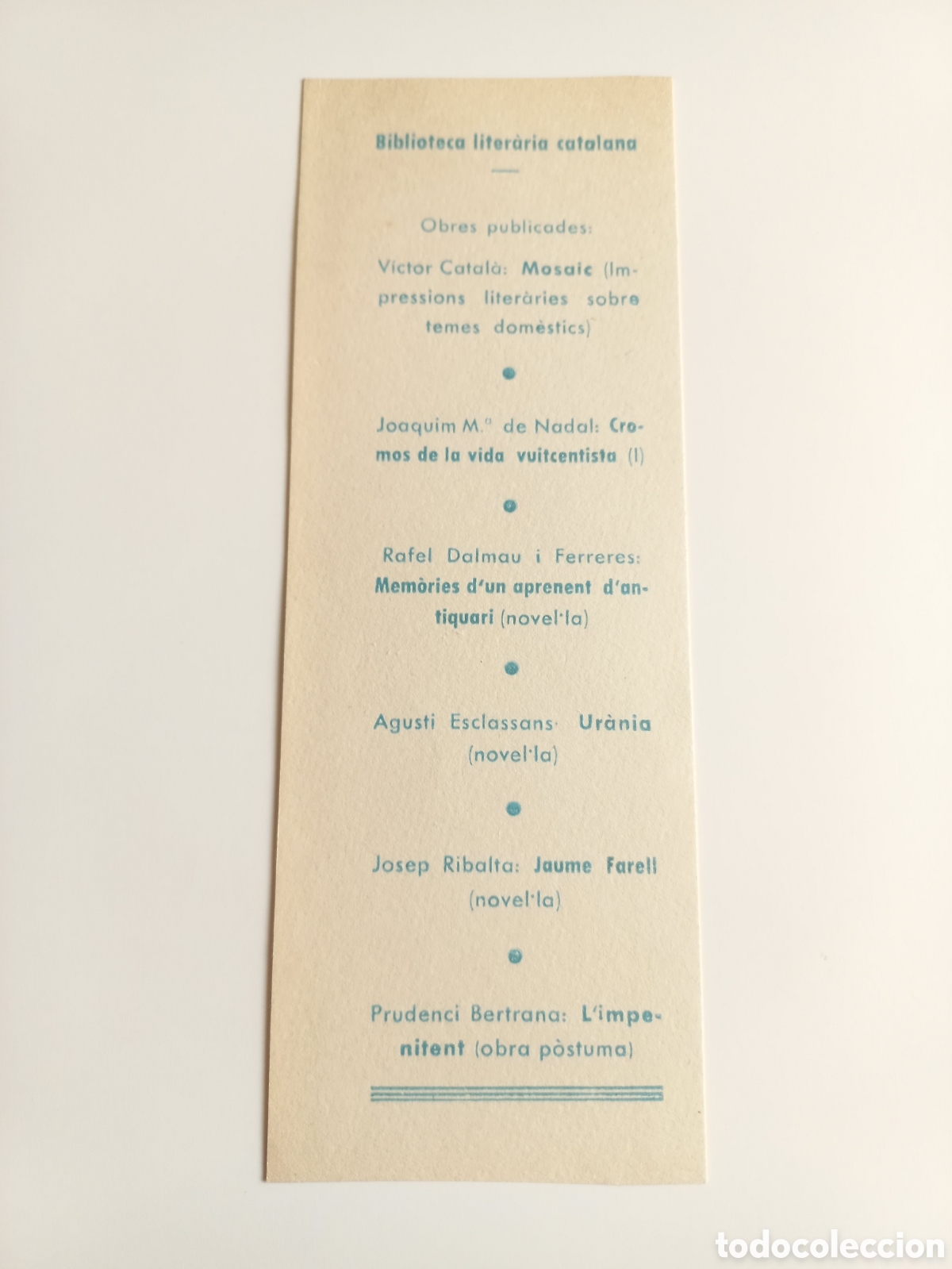 Coleccionismo Marcap&aacute;ginas: Marcap&aacute;ginas Biblioteca Literaria Catalana.