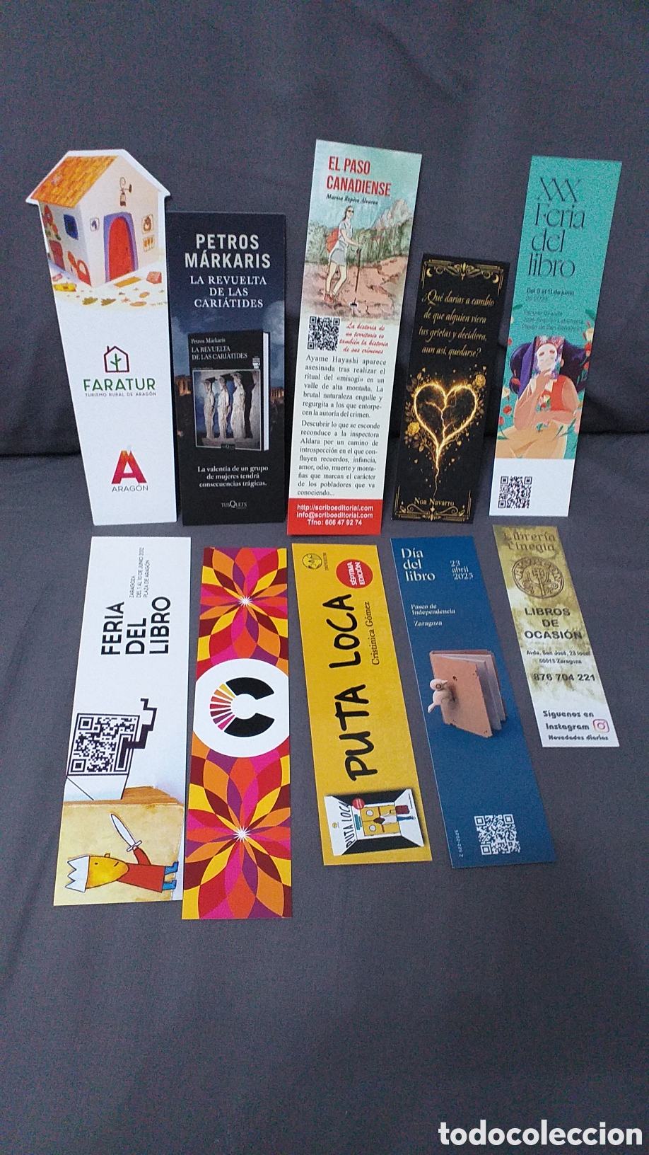 Coleccionismo Marcap&aacute;ginas: 10 Marcap&aacute;ginas, punto de libro # FARATUR, UNI. SAN JORGE, PUTA LOCA, Feria 2012 # diferentes.