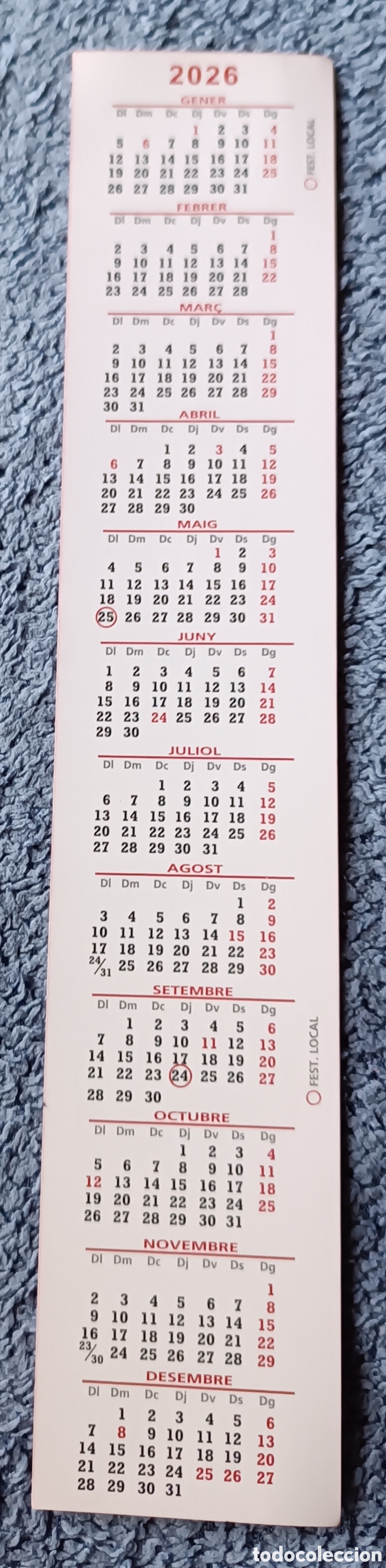Coleccionismo marcap&aacute;ginas: Punto libro - calendario MIREL - Foto 2