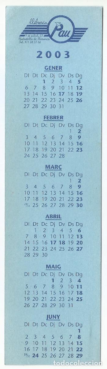 Coleccionismo Marcap&aacute;ginas: MARCAP&Aacute;GINAS / PUNTO DE LIBRO - LLIBRERIA PAU - CALENDARIO 2003