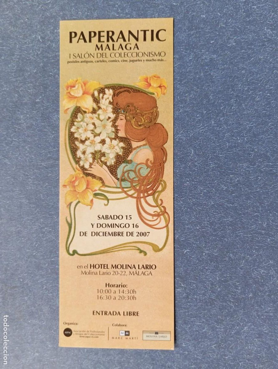 Coleccionismo Marcap&aacute;ginas: 1 MARCAPAGINAS DE ** PAPERANTIC . MALAGA ** /2007