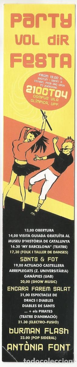 Coleccionismo Marcap&aacute;ginas: MARCAP&Aacute;GINAS / PUNTO DE LIBRO - PARTY VOL DIR FESTA, MUSEU D'HIST&Ograve;RIA DE CATALUNYA