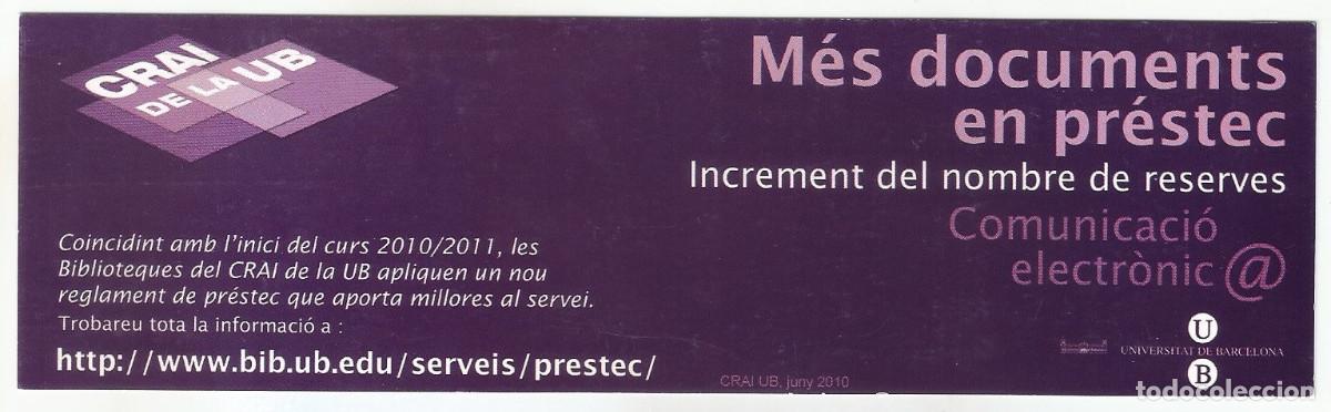 Coleccionismo Marcap&aacute;ginas: MARCAP&Aacute;GINAS / PUNTO DE LIBRO - CRAI DE LA UB