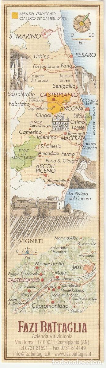 Coleccionismo Marcap&aacute;ginas: Etiqueta Vino Verdicchio dei Castelli di Jesi Italiano Fazi Battaglia Azienda Vitivinicola