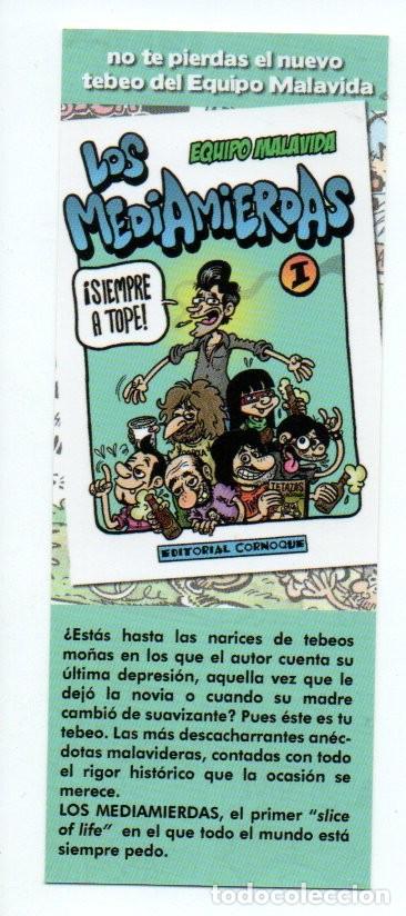Coleccionismo marcap&aacute;ginas: MARCAPAGINAS, LOS MEDIAMIERDAS. EQUIPO MALAVIDA. EDITORIAL CORNOQUE. - Foto 1