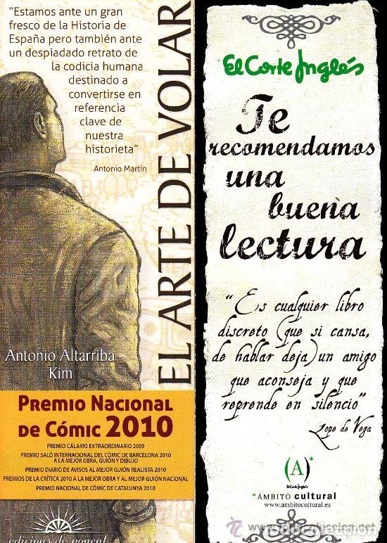 Coleccionismo Marcap&aacute;ginas: MARCAPAGINAS, EL ARTE DE VOLAR, PREMIO NACIONAL DEL COMIC 2010. EDICIONS DE PONENT. EL CORTE INGL&Eacute;S.