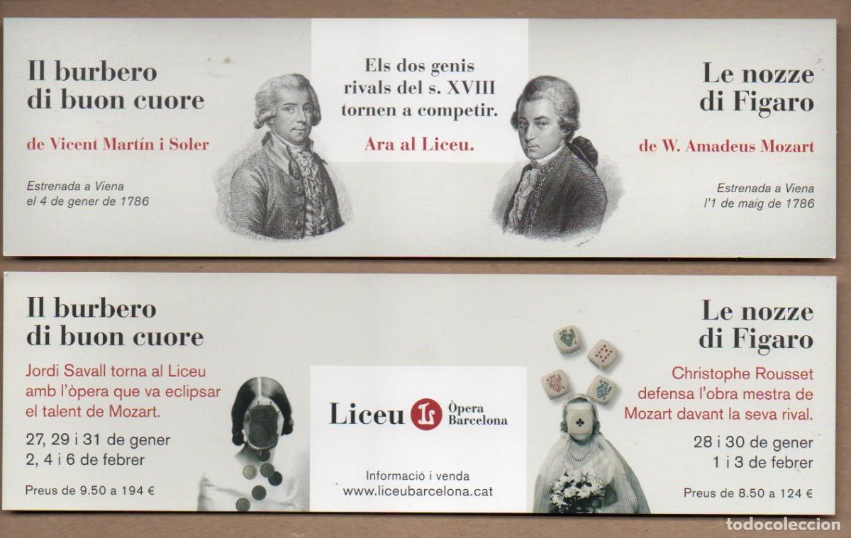 Coleccionismo Marcap&aacute;ginas: MARCAPAGINAS DEL LICEU, IL BURBERO DI BUON CUORE / LE NOZZE DI FIGARO