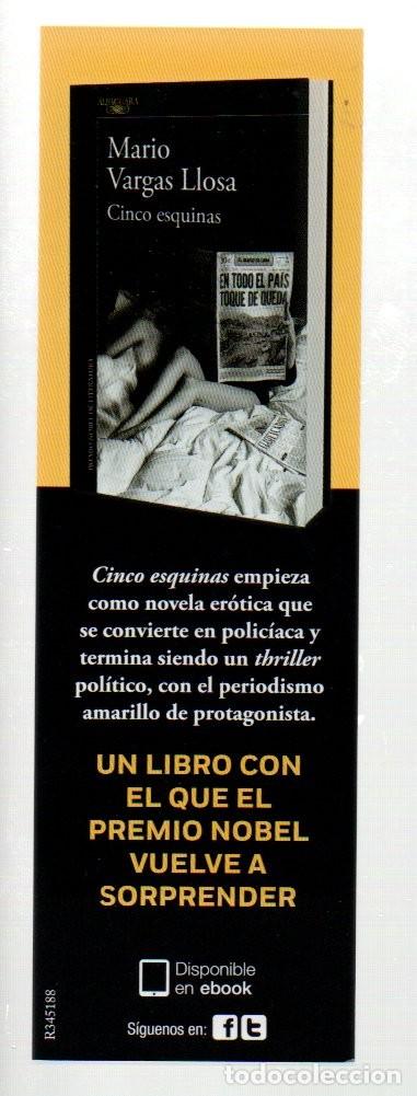 Coleccionismo Marcap&aacute;ginas: MARCAPAGINAS, CINCO ESQUINAS. MARIO VARGAS LLOSA. ALFAGUARA.