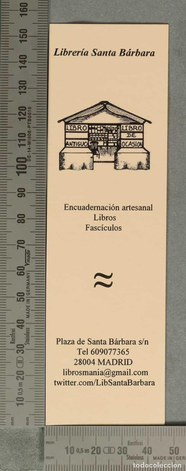 Coleccionismo Marcap&aacute;ginas: MARCAPAGINAS. Marcap&aacute;ginas publicitario - Librer&iacute;a Santa B&aacute;rbara - Encuadernaci&oacute;n artesanal