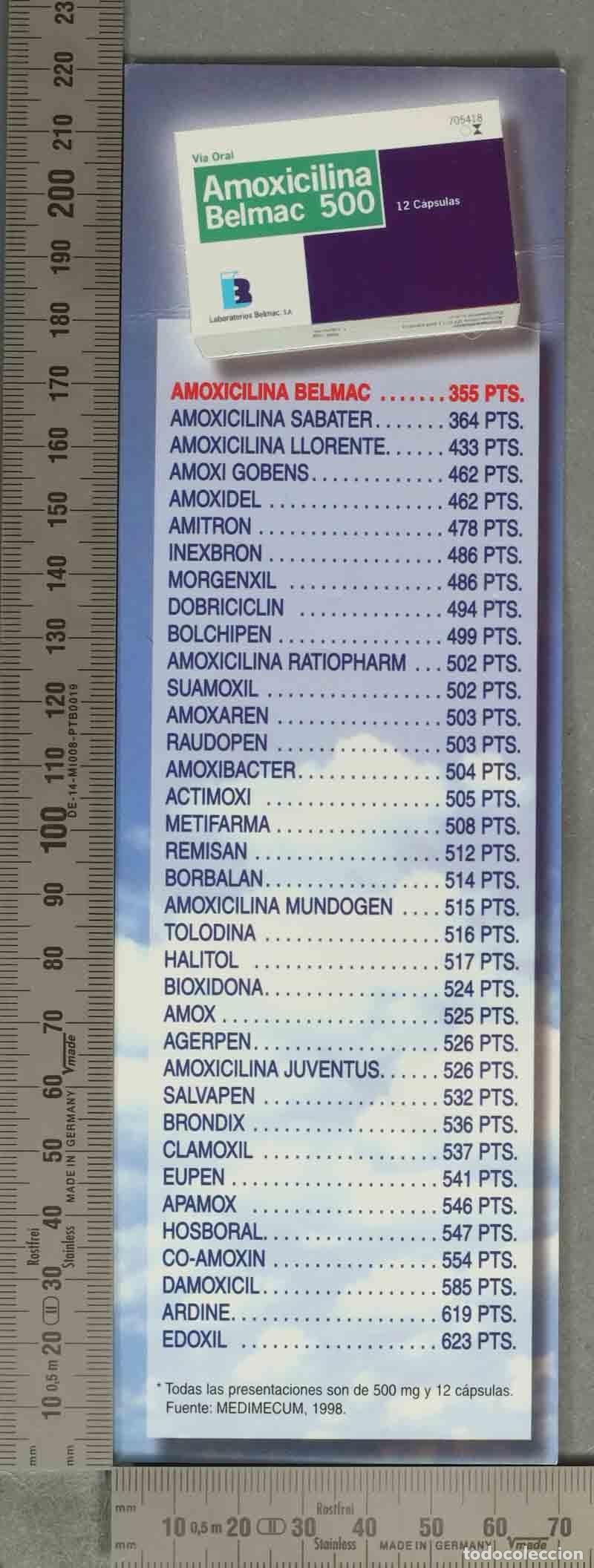 Coleccionismo Marcap&aacute;ginas: MARCAPAGINAS. Amoxicilina Belmac 500 - Lista de precios de medicamentos Medim&eacute;cum