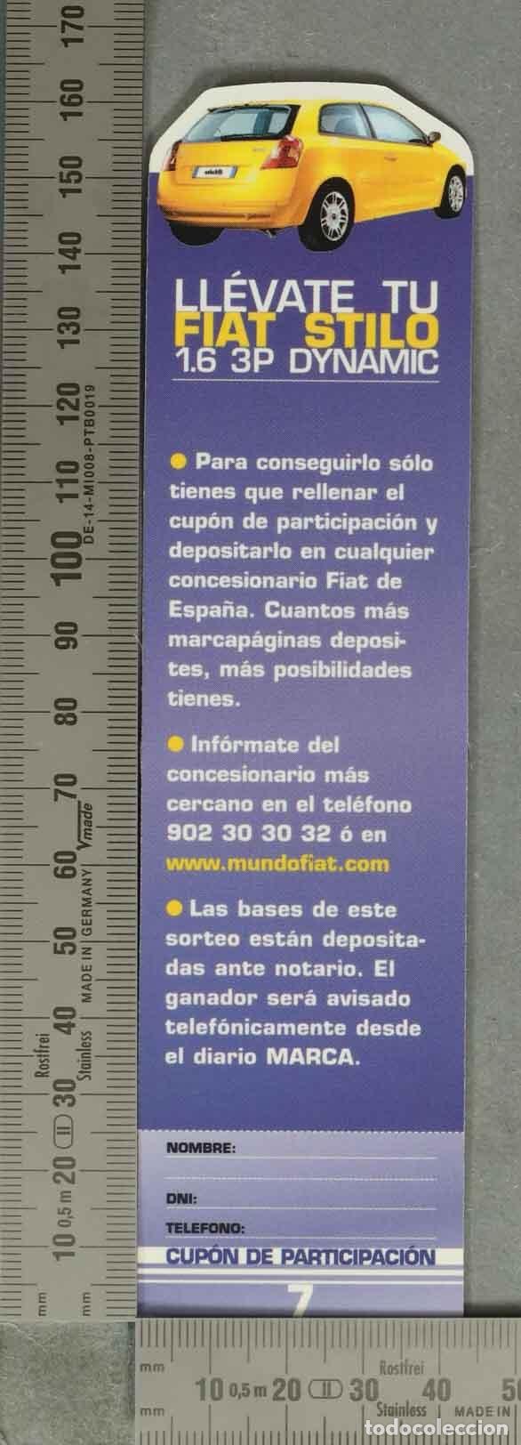 Coleccionismo Marcap&aacute;ginas: MARCAPAGINAS. publicitario - Fiat Stilo 1.6 3P Dynamic - Cup&oacute;n de participaci&oacute;n MARCA