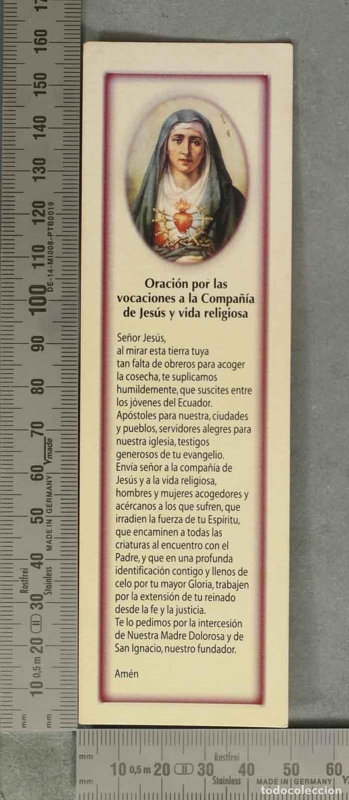 Coleccionismo Marcap&aacute;ginas: MARCAPAGINAS. Oraci&oacute;n por las vocaciones a la Compa&ntilde;&iacute;a de Jes&uacute;s y vida religiosa - Mater Dolorosa -