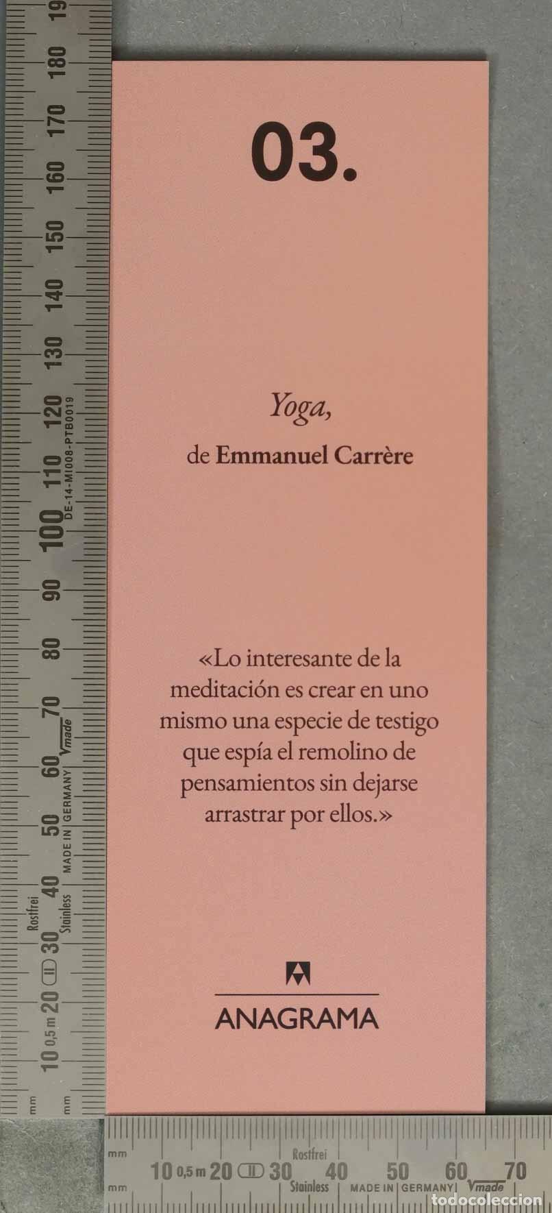 Coleccionismo Marcap&aacute;ginas: MARCAPAGINAS. Yoga - Emmanuel Carr&egrave;re - Anagrama