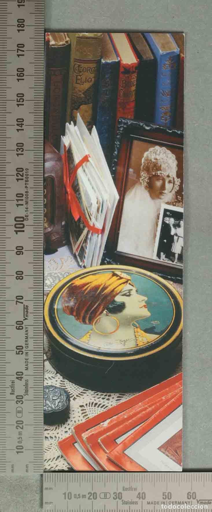 Coleccionismo Marcap&aacute;ginas: Marcador de p&aacute;ginas vintage - Caja de polvo Art D&eacute;co y fotograf&iacute;as antiguas