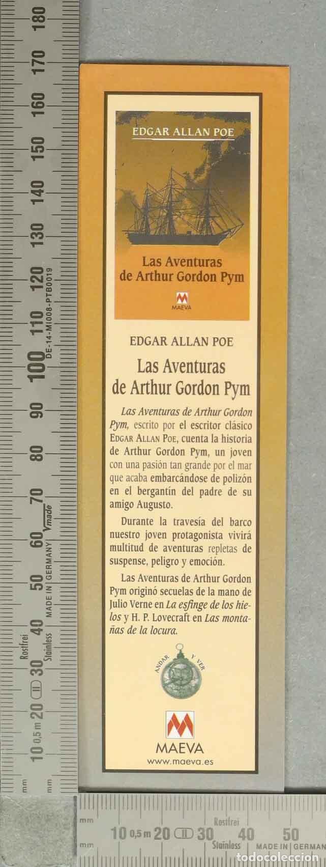 Coleccionismo Marcap&aacute;ginas: MARCAPAGINAS. Las Aventuras de Arthur Gordon Pym - Edgar Allan Poe - Editorial Maeva