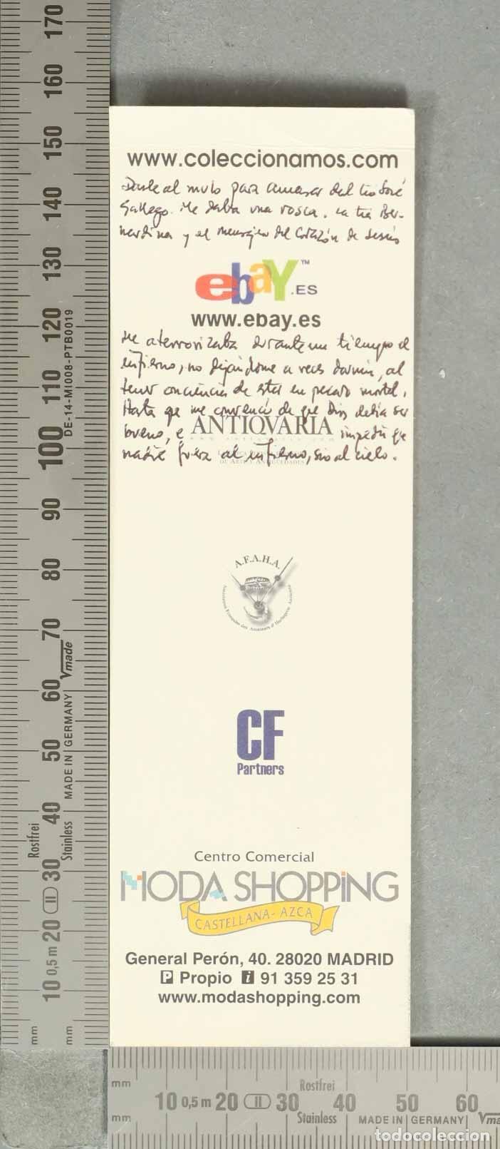 Coleccionismo Marcap&aacute;ginas: MARCAPAGINAS. Marcap&aacute;ginas publicitario de Moda Shopping - Castellana - Con texto manuscrito de Mig