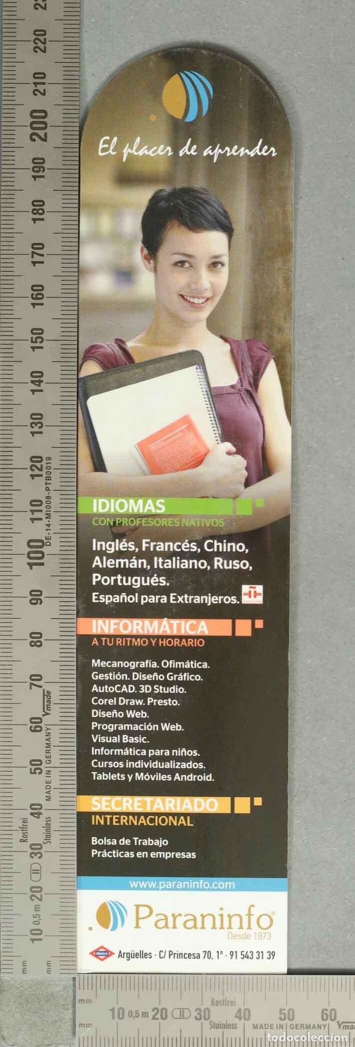 Coleccionismo Marcap&aacute;ginas: MARCAPAGINAS. Paraninfo - El placer de aprender - Idiomas Inform&aacute;tica Secretariado Internacional
