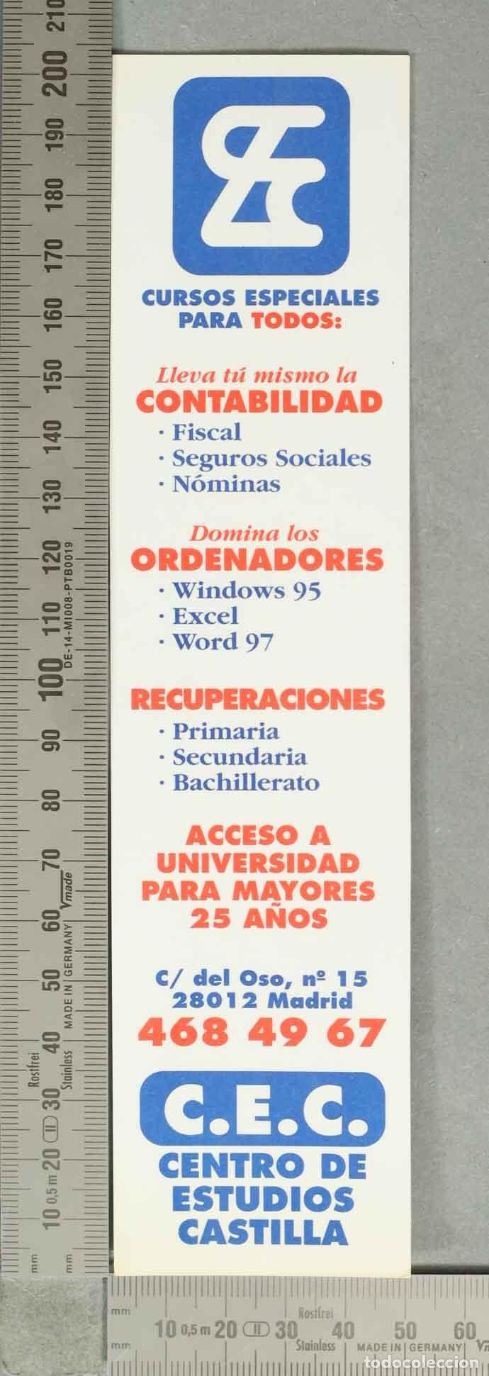 Coleccionismo Marcap&aacute;ginas: MARCAPAGINAS. Cursos especiales para todos - C.E.C. Centro de Estudios Castilla