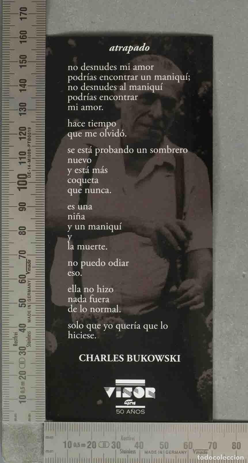 Coleccionismo marcap&aacute;ginas: MARCAPAGINAS. atrapado - Charles Bukowski - Editorial Visor Libros - Foto 1