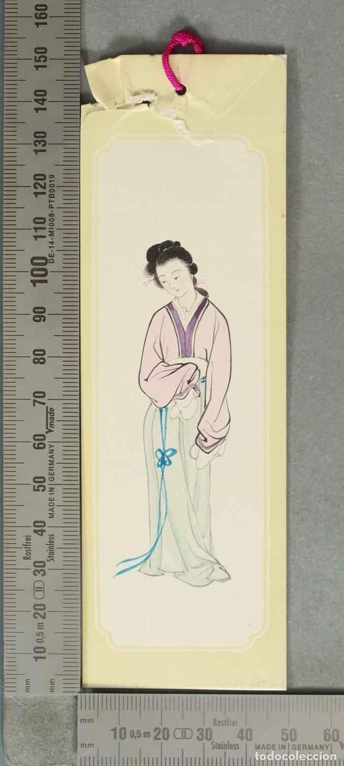Coleccionismo marcap&aacute;ginas: MARCAPAGINAS. Pintura de mujer oriental en traje tradicional PINTADO A MANO