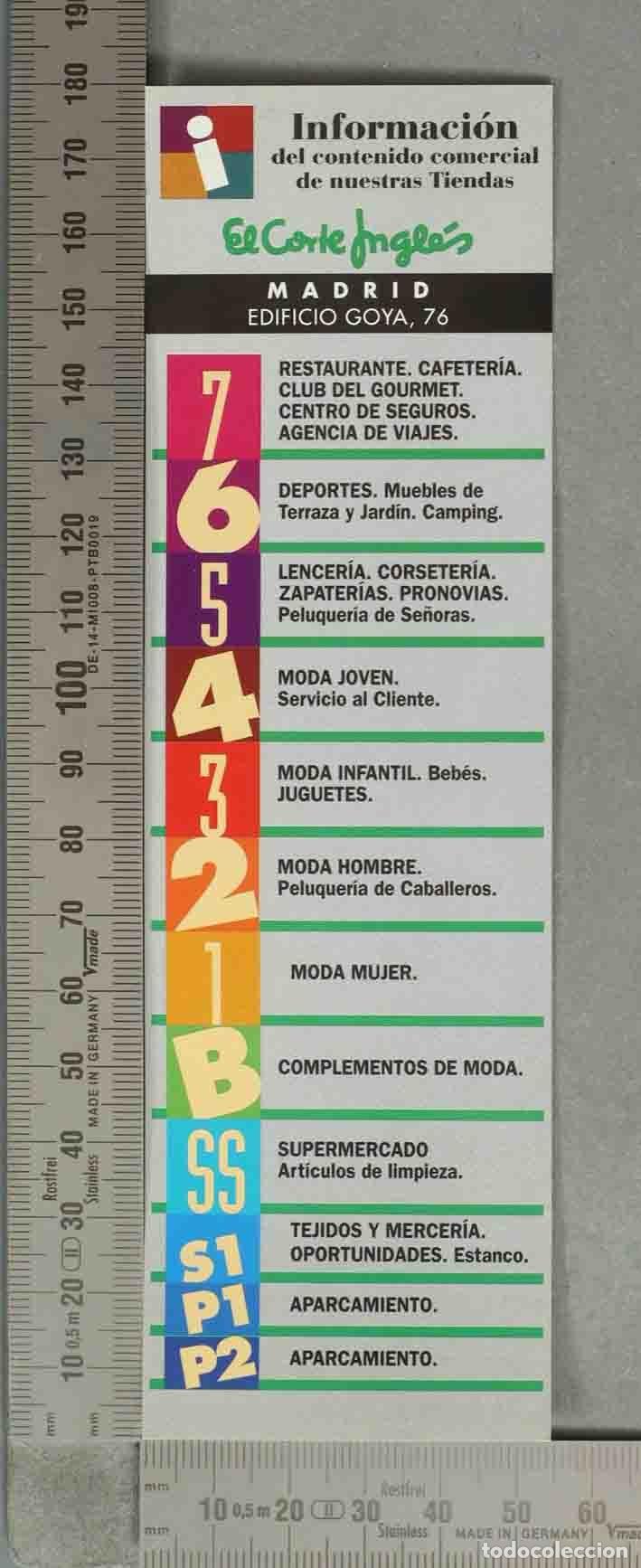 Coleccionismo marcap&aacute;ginas: MARCAPAGINAS. Gu&iacute;a comercial El Corte Ingl&eacute;s - Edificio Goya Madrid