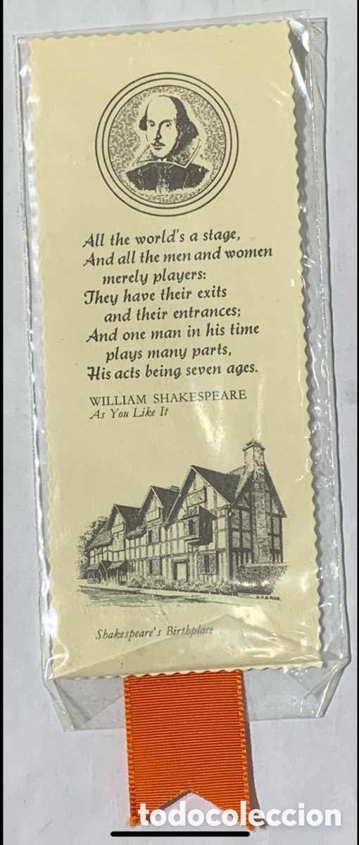 Coleccionismo marcap&aacute;ginas: Marcapaginas. Shakespeare&rsquo;s Birthplace. UK. 1998.