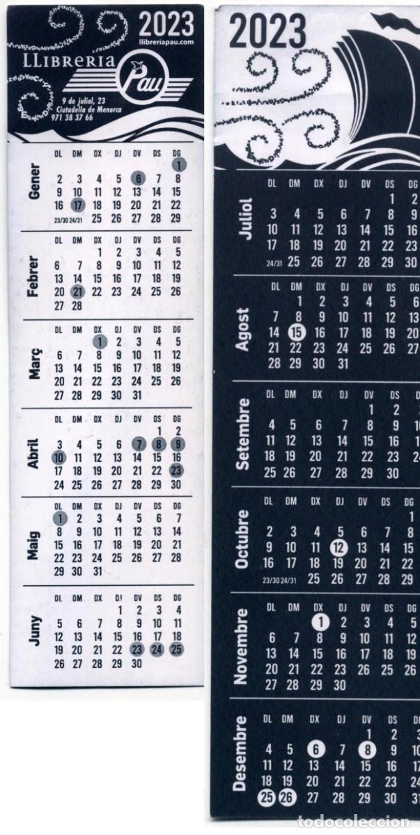 Coleccionismo marcap&aacute;ginas: MARCAP&Aacute;GINA LLIBRERIA PAU CIUTADELLA CALENDARI 2023