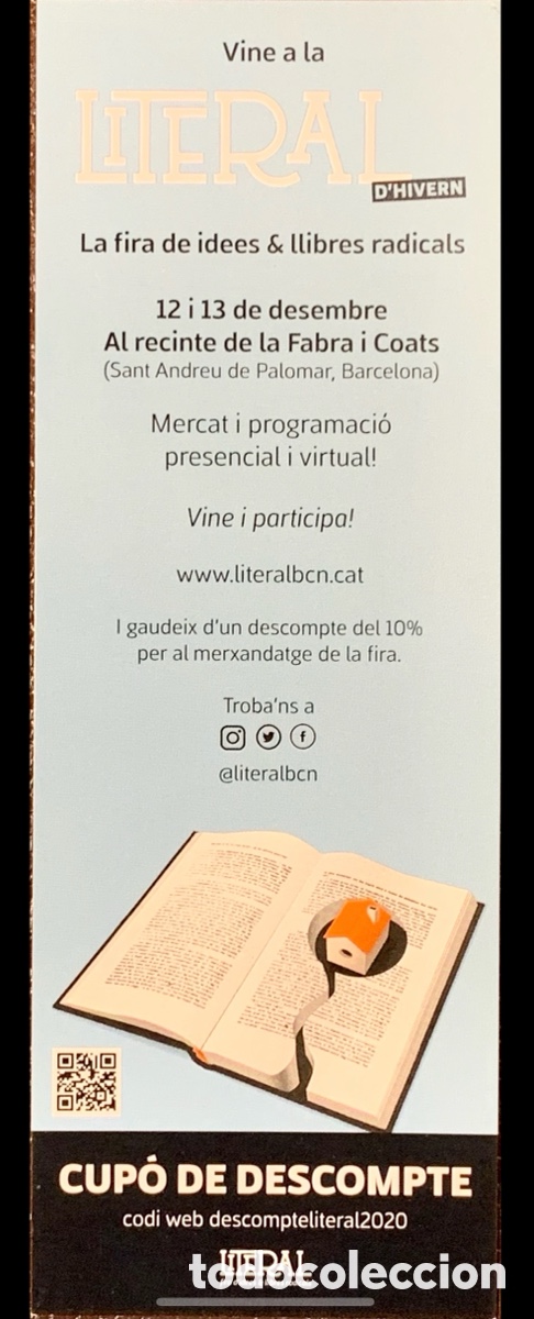 Coleccionismo marcap&aacute;ginas: Marcapaginas. Literal. Barcelona. 2020.