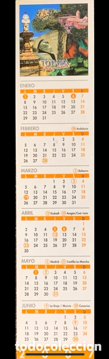 Coleccionismo marcap&aacute;ginas: Marcapaginas. Calendario. Ven y Vuela. Totana. Murcia. 2007.
