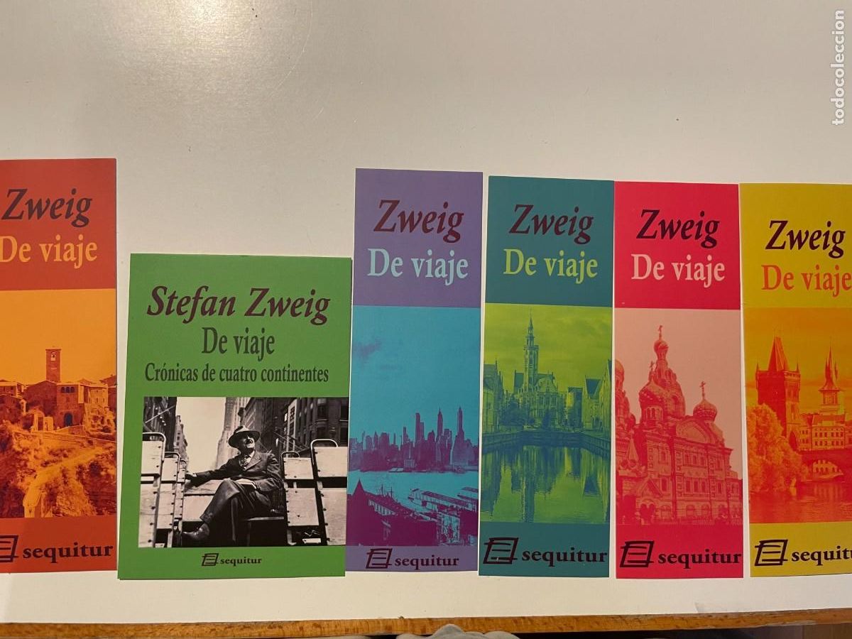 Coleccionismo marcap&aacute;ginas: Lote 5 marcap&aacute;ginas y 1 tarjeta libros de Zweig en la editorial Sequitur