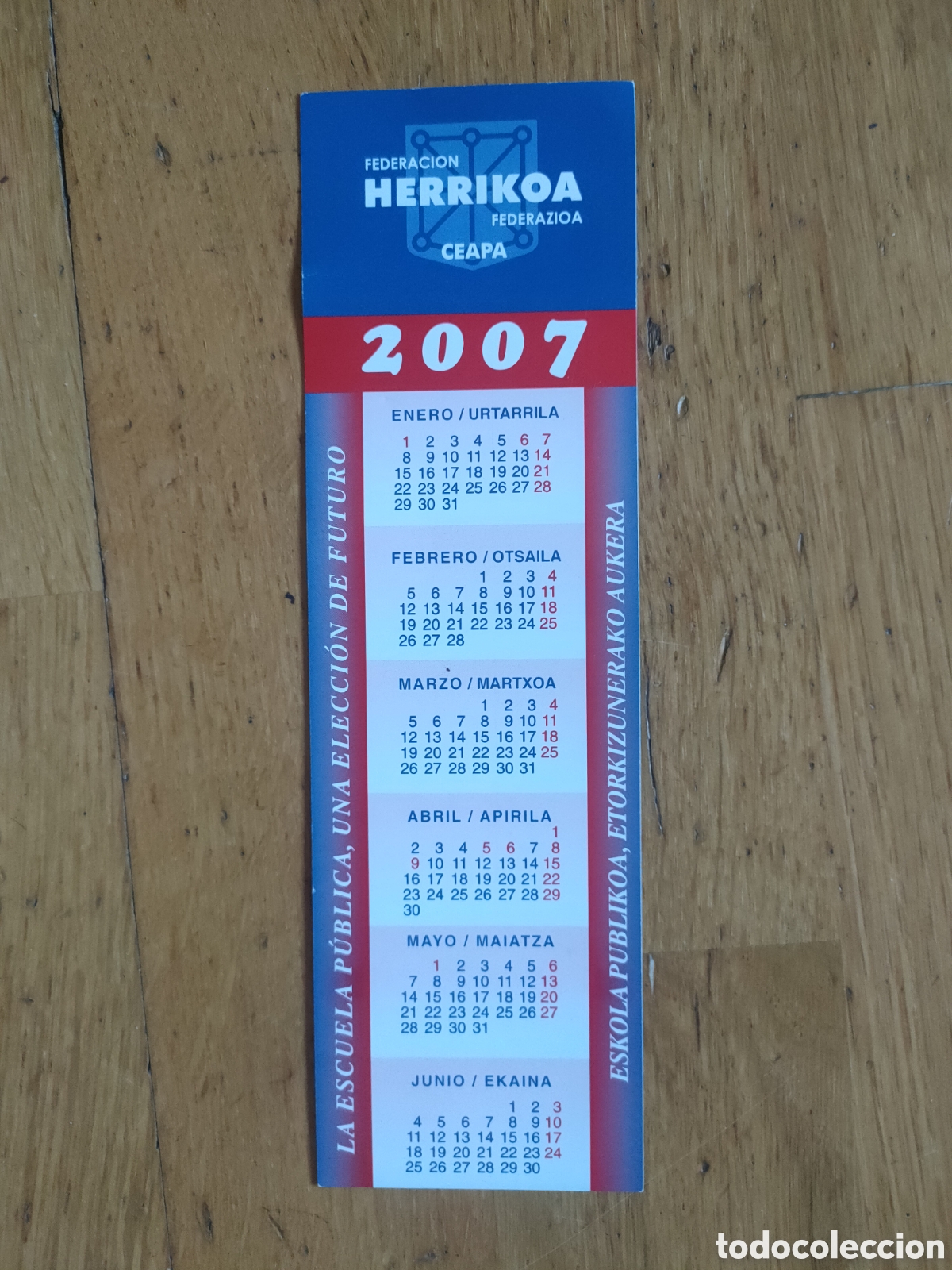 Coleccionismo marcap&aacute;ginas: Marcap&aacute;ginas calendario 2007 Federaci&oacute;n Herrikoa Pamplona