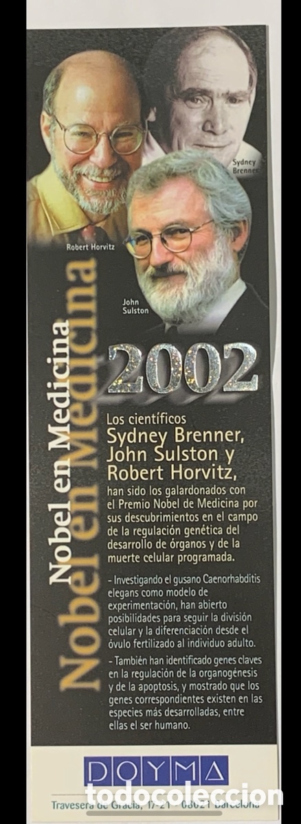 Coleccionismo marcap&aacute;ginas: Marcapaginas. Nobel de Medicina. Doyma. 2002.