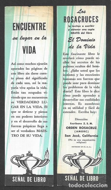Coleccionismo marcap&aacute;ginas: Marcapaginas. Punt de Llibre. Los Rosacruces. Encuentre su lugar en la Vida. Se&ntilde;al de Libro.