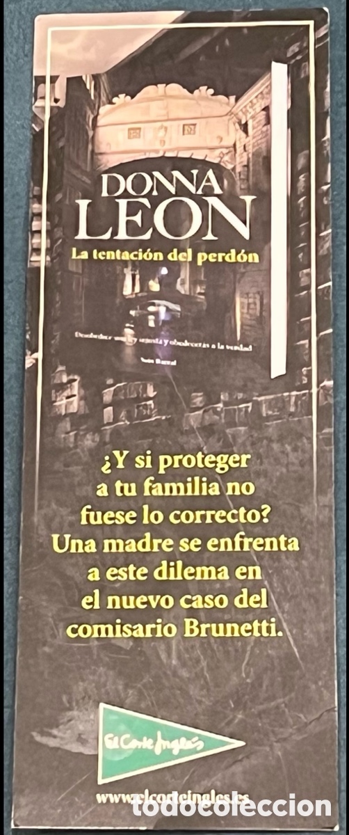 Coleccionismo marcap&aacute;ginas: Marcapaginas. Donna Leon. El Corte Ingl&eacute;s. - Foto 2