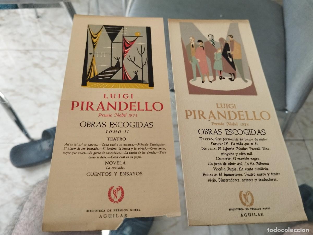 Collezionismo Segnalibri: LOTE DOS ANTIGUOS MARCAP&Aacute;GINAS LUIGI PIRANDELLO OBRAS ESCOGIDAS AGUILAR