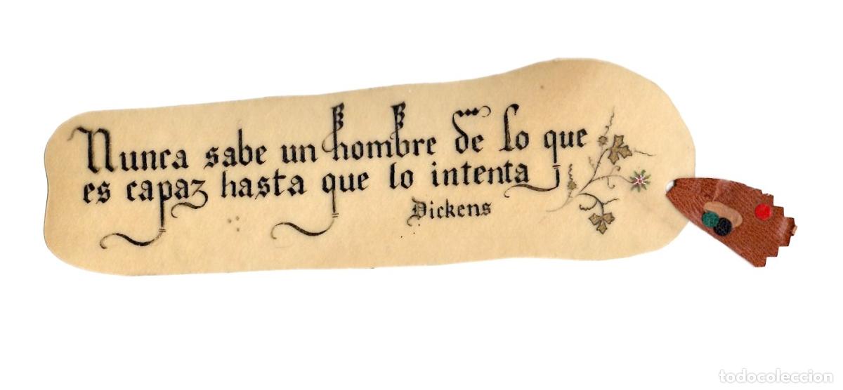 Coleccionismo marcap&aacute;ginas: MARCAPAGINAS SOBRE PERGAMINO CON PENSAMIENTO DE DICKENS MANUSCRITO. REALIZADO ARTESANALMENTE.