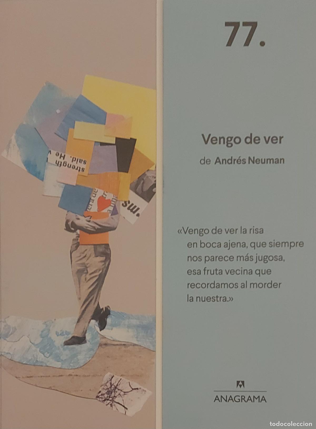 Coleccionismo marcap&aacute;ginas: MARCAPAGINAS - ANAGRAMA - VENGO DE VER - ANDRES NEUMAN - N&ordm; 77