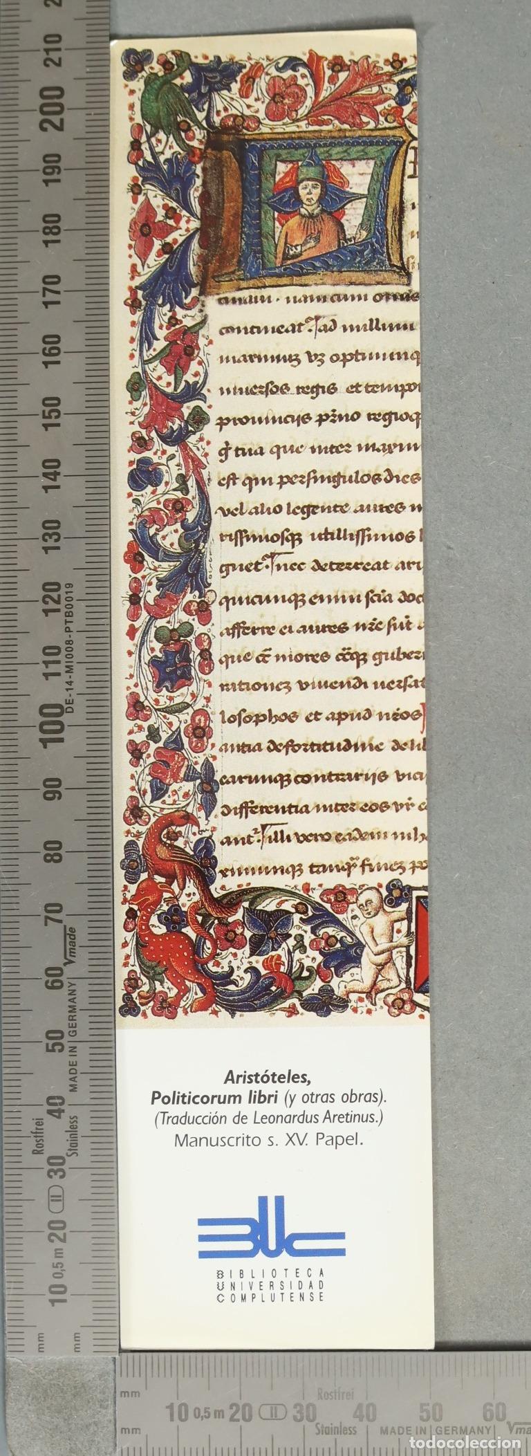 Coleccionismo marcap&aacute;ginas: MARCAPAGINAS. Politicorum libri - Arist&oacute;teles - Leonardus Aretinus