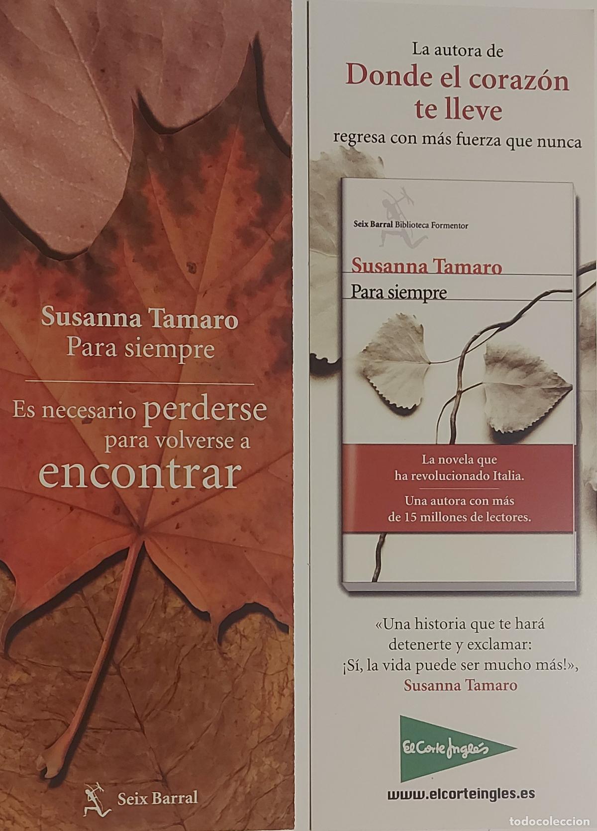 Coleccionismo marcap&aacute;ginas: MARCAPAGINAS - SEIX BARRAL - SUSANA TAMARO - PARA SIEMPRE